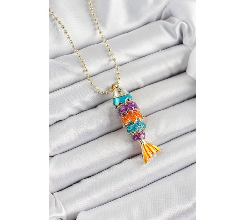 Pirinç Rainbow Balık Model Zirkon Taşlı Gold Renk Kadın Kolye Pirinç Rainbow Balık Model Zirkon Taşlı Gold Renk Kadın Kolye