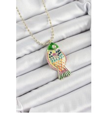 Pirinç Rainbow Balık Model Zirkon Taşlı Gold Renk Kadın Kolye