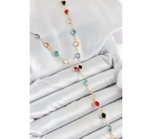 Pirinç Asorti Model Gold Renk Zirkon Taşlı Y Kolye