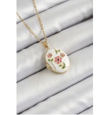 316L Çelik Zincir Açılabilir Sanatsal Vintage Çiçek Model Gold Renk Kadın Kolye