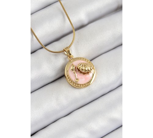 316L Çelik Zincir Pembe Mineli Sanatsal Portre İstiridye Model Gold Renk Kadın Kolye 316L Çelik Zincir Pembe Mineli Sanatsal Portre İstiridye Model Gold Renk Kadın Kolye