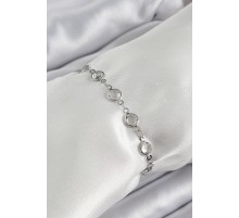 Pirinç Gümüş Renk Zirkon Taşlı Bileklik