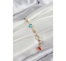 Pirinç Karışık Renk Zirkon Taşlı Gold Renk Kadın Bileklik