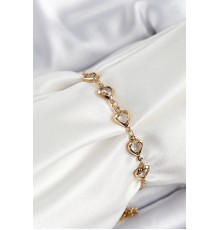 Pirinç Gold Renk Kalp Zirkon Taşlı Kadın Bileklik