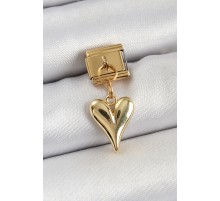 316L Çelik Sallantılı Kalp Model Gold Renk Nomination Charm