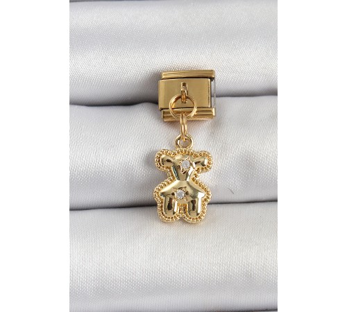 316L Çelik Sallantılı Zirkon Taşlı Ayıcık Model Gold Renk Nomination Charm 316L Çelik Sallantılı Zirkon Taşlı Ayıcık Model Gold Renk Nomination Charm