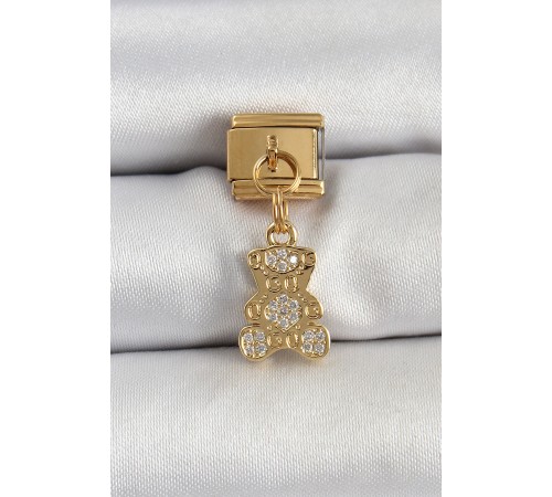316L Çelik Sallantılı Zirkon Taşlı Ayıcık Model Gold Renk Nomination Charm 316L Çelik Sallantılı Zirkon Taşlı Ayıcık Model Gold Renk Nomination Charm