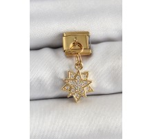 316L Çelik Sallantılı Zirkon Taşlı Yıldız Model Gold Renk Nomination Charm