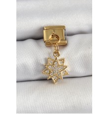 316L Çelik Sallantılı Zirkon Taşlı Yıldız Model Gold Renk Nomination Charm