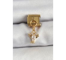316L Çelik Sallantılı Zirkon Taşlı Yengeç Model Gold Renk Nomination Charm