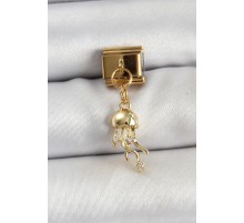 316L Çelik Sallantılı Zirkon Taşlı Deniz Anası Model Gold Renk Nomination Charm