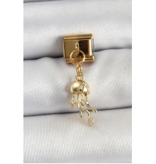 316L Çelik Sallantılı Zirkon Taşlı Deniz Anası Model Gold Renk Nomination Charm