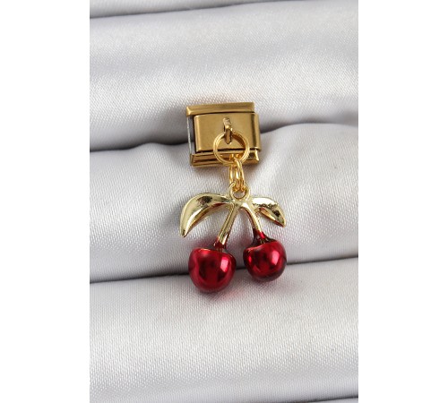316L Çelik Sallantılı Kırmızı Kiraz Model Gold Renk Nomination Charm 316L Çelik Sallantılı Kırmızı Kiraz Model Gold Renk Nomination Charm