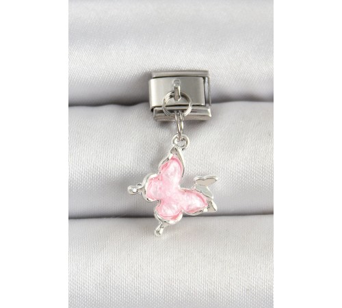 316L Çelik Gümüş Renk Pembe Kelebek Model Nomination Charm 316L Çelik Gümüş Renk Pembe Kelebek Model Nomination Charm