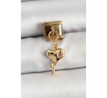 316L Çelik Sallantılı Zirkon Taşlı Eriyen Kalp Model Gold Renk Nomination Charm