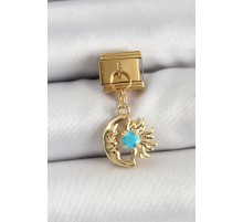 316L Çelik Sallantılı Ay Ve Güneş Model Gold Renk Nomination Charm