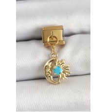 316L Çelik Sallantılı Ay Ve Güneş Model Gold Renk Nomination Charm