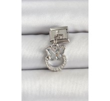 316L Çelik Gümüş Renk Taşlı Kelebek Model Nomination Charm