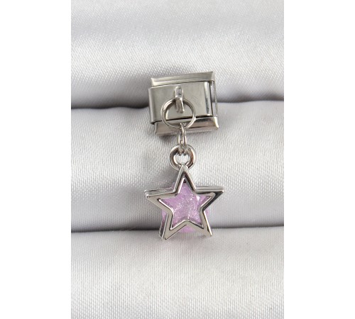 316L Çelik Gümüş Renk Pembe Taşlı Yıldız Model Nomination Charm 316L Çelik Gümüş Renk Pembe Taşlı Yıldız Model Nomination Charm