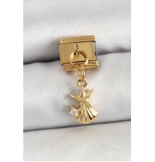 316L Çelik Sallantılı Zirkon Taşlı Deniz Yıldızı Ve İstiridye Model Gold Renk Nomination Charm
