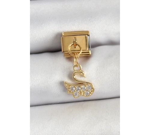 316L Çelik Sallantılı Zirkon Taşlı KuğuModel Gold Renk Nomination Charm 316L Çelik Sallantılı Zirkon Taşlı KuğuModel Gold Renk Nomination Charm