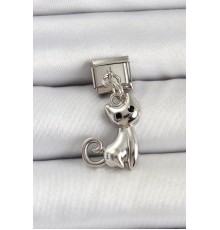 316L Çelik Renk Kedi Model Nomination Charm