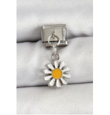 316L Çelik Gümüş Renk Papatya Model Nomination Charm