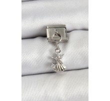 316L Çelik Sallantılı Zirkon Taşlı Deniz Yıldızı Ve İstiridye Model Gümüş Renk Nomination Charm