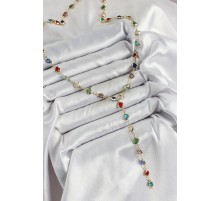 Pirinç Gold Renk Karışık Renk Zirkon Taşlı Kalpli Y Kadın Kolye