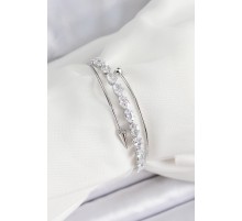 Pirinç Gümüş Renk Arpa Zirkon Taşlı Kadın Bileklik