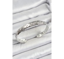 Pirinç Gümüş Renk İşlemeli Altı Açık Bileklik