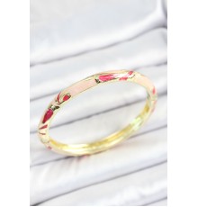 Mineli Pirinç Pembe Desenli Gold Renk Kadın Kelepçe