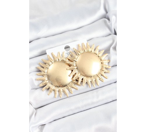 Pirinç Güneş Model Gold Renk Kadın Küpe Pirinç Güneş Model Gold Renk Kadın Küpe