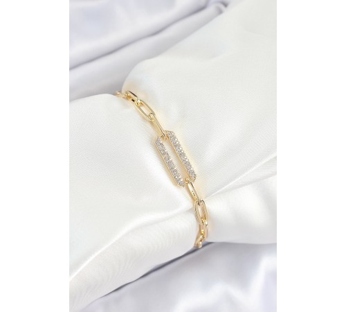 Pirinç Dikdörtgen Model Zirkon Taşlı Gold Renk VİP Seri Kadın Bileklik Pirinç Dikdörtgen Model Zirkon Taşlı Gold Renk VİP Seri Kadın Bileklik