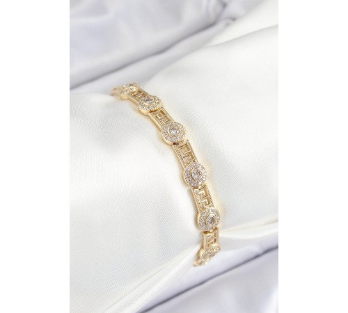 Pirinç Greg Model Zirkon Taşlı Gold Renk VİP Seri Kadın Bileklik Pirinç Greg Model Zirkon Taşlı Gold Renk VİP Seri Kadın Bileklik