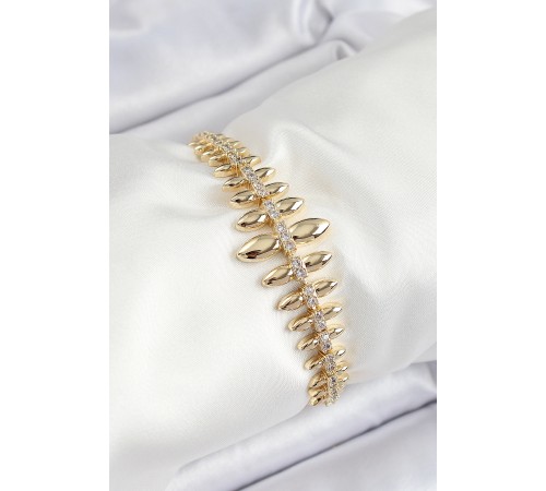 Pirinç Kurşun Model Zirkon Taşlı Gold Renk VİP Seri Kadın Bileklik Pirinç Kurşun Model Zirkon Taşlı Gold Renk VİP Seri Kadın Bileklik