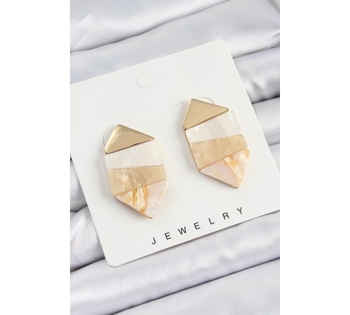 Pirinç Mermer Desenli Vintage Geometrik Model Gold Renk Kadın Küpe Pirinç Mermer Desenli Vintage Geometrik Model Gold Renk Kadın Küpe