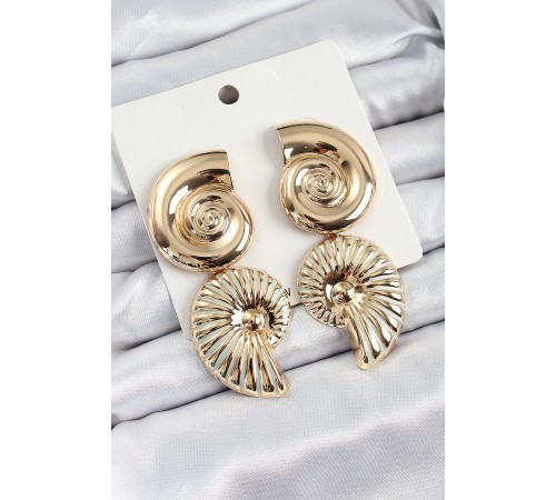 Pirinç Sarmal Sallantılı Deniz Kabuğu Vintage Model Gold Renk Küpe Pirinç Sarmal Sallantılı Deniz Kabuğu Vintage Model Gold Renk Küpe