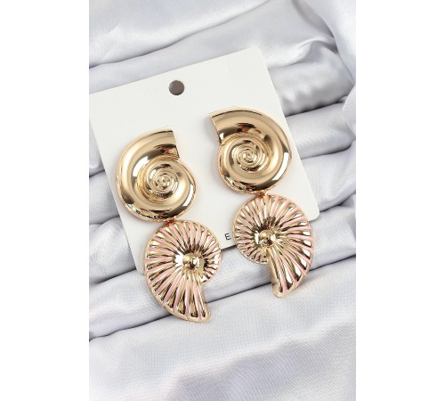 Pirinç Sarmal Sallantılı Deniz Kabuğu Vintage Model Gold Renk Küpe Pirinç Sarmal Sallantılı Deniz Kabuğu Vintage Model Gold Renk Küpe