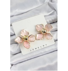 Pirinç Pembe Çiçek Vintage Model Gold Renk Kadın Küpe