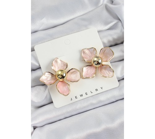 Pirinç Pembe Çiçek Vintage Model Gold Renk Kadın Küpe Pirinç Pembe Çiçek Vintage Model Gold Renk Kadın Küpe