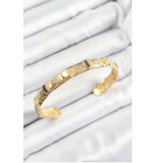 Pirinç Karışık Zirkon Taşlı Çiçek Model Gold Renk Altı Açık Kadın Bileklik