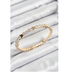 Pirinç Zirkon Taşlı Kelebek Model Gold Renk Yaylı Kadın Bileklik
