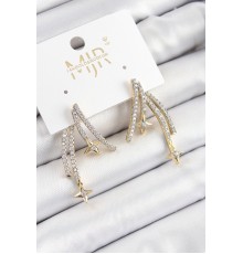Pirinç Zirkon Taşlı Kayan Yıldız Model Gold Ve Gümüş Renk Kadın Küpe