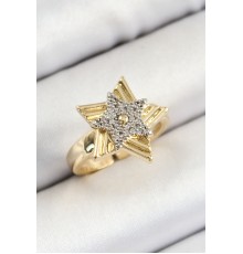 Pirinç Zirkon Taşlı Yıldız Model Gold Ve Gümüş Renk Kadın Yüzük