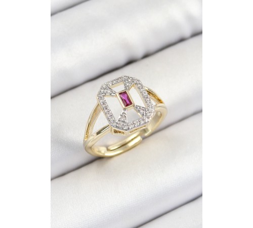Pirinç Zirkon Taşlı Baget Model Gold Renk Kadın Yüzük Pirinç Zirkon Taşlı Baget Model Gold Renk Kadın Yüzük