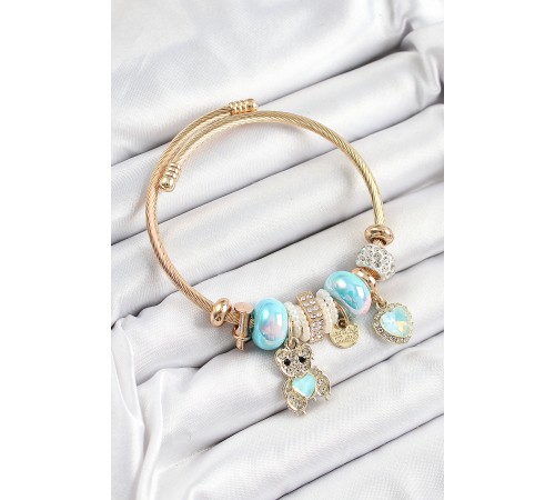 316L Çelik Mavi Zirkon Taşlı Ayıcık Ve Kalp Model Gold Renk Charm Bileklik 316L Çelik Mavi Zirkon Taşlı Ayıcık Ve Kalp Model Gold Renk Charm Bileklik
