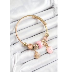 316L Çelik Pembe İstiridye Model Gold Renk Charm Bileklik