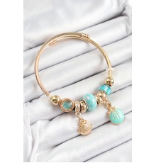 316L Çelik Mavi İstiridye Model Gold Renk Charm Bileklik