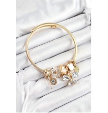 316L Çelik Beyaz Zirkon Taşlı Kelebek Model Gold Renk Charm Bileklik